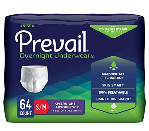 Prevail Incontinence Unisex Overnight Protective Underwear Overnight Absorbency SmallMedium 64 Count
